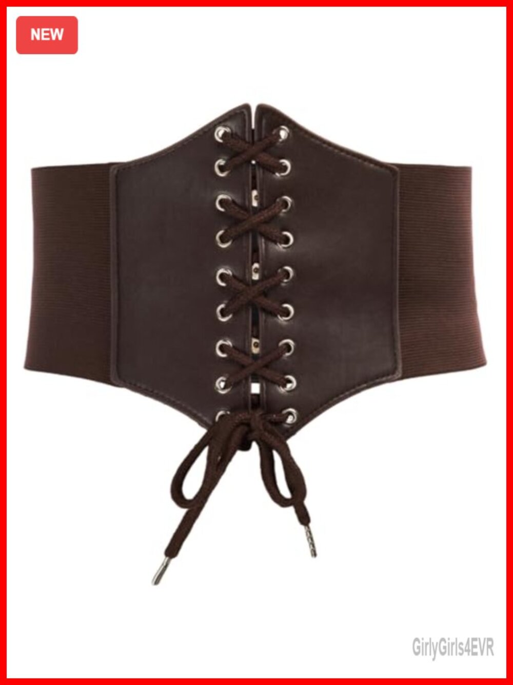 PU Leather Lace-Up Cinch Waist Belt Corset Elastic Underbust